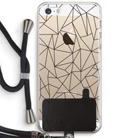 CaseCompany Geometrische lijnen zwart: iPhone 5 / 5S / SE Transparant Hoesje met koord