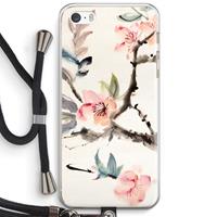 CaseCompany Japanse bloemen: iPhone 5 / 5S / SE Transparant Hoesje met koord