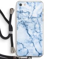 CaseCompany Blauw marmer: iPhone 5 / 5S / SE Transparant Hoesje met koord