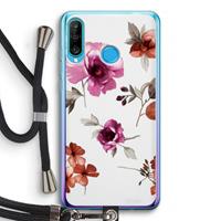 CaseCompany Geschilderde bloemen: Huawei P30 Lite Transparant Hoesje met koord