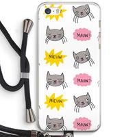 CaseCompany Meow: iPhone 5 / 5S / SE Transparant Hoesje met koord