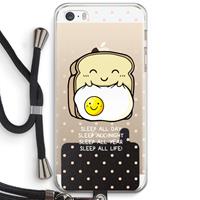 CaseCompany Sleep All Day: iPhone 5 / 5S / SE Transparant Hoesje met koord