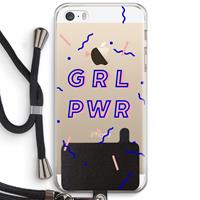 CaseCompany GRL PWR: iPhone 5 / 5S / SE Transparant Hoesje met koord