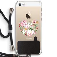 CaseCompany GRL PWR Flower: iPhone 5 / 5S / SE Transparant Hoesje met koord