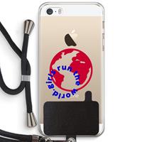 CaseCompany Run The World: iPhone 5 / 5S / SE Transparant Hoesje met koord