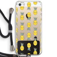 CaseCompany Ananas: iPhone 5 / 5S / SE Transparant Hoesje met koord