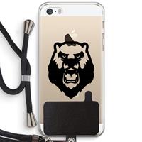 CaseCompany Angry Bear (black): iPhone 5 / 5S / SE Transparant Hoesje met koord