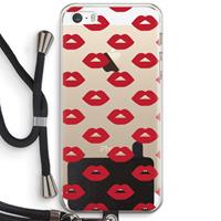 CaseCompany Lips: iPhone 5 / 5S / SE Transparant Hoesje met koord