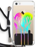 CaseCompany Hold My Heart: iPhone 5 / 5S / SE Transparant Hoesje met koord