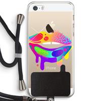 CaseCompany Lip Palette: iPhone 5 / 5S / SE Transparant Hoesje met koord