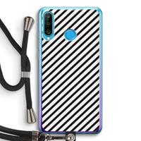 CaseCompany Strepen zwart-wit: Huawei P30 Lite Transparant Hoesje met koord