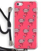 CaseCompany Flamingo: iPhone 5 / 5S / SE Transparant Hoesje met koord