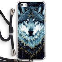 CaseCompany Darkness Wolf: iPhone 5 / 5S / SE Transparant Hoesje met koord