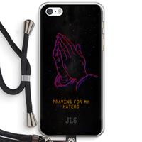 CaseCompany Praying For My Haters: iPhone 5 / 5S / SE Transparant Hoesje met koord