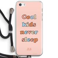 CaseCompany Cool Kids Never Sleep: iPhone 5 / 5S / SE Transparant Hoesje met koord