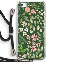 CaseCompany Botanical green sweet flower heaven: iPhone 5 / 5S / SE Transparant Hoesje met koord