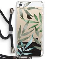 CaseCompany Tropical watercolor leaves: iPhone 5 / 5S / SE Transparant Hoesje met koord