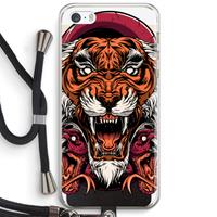 CaseCompany Tiger and Rattlesnakes: iPhone 5 / 5S / SE Transparant Hoesje met koord