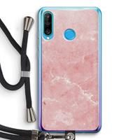 CaseCompany Roze marmer: Huawei P30 Lite Transparant Hoesje met koord