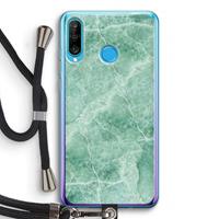 CaseCompany Groen marmer: Huawei P30 Lite Transparant Hoesje met koord