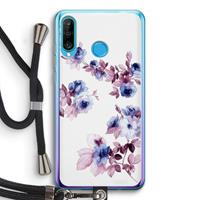 CaseCompany Waterverf bloemen: Huawei P30 Lite Transparant Hoesje met koord