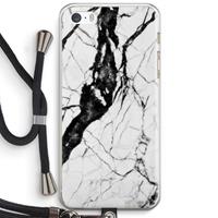 CaseCompany Witte marmer 2: iPhone 5 / 5S / SE Transparant Hoesje met koord