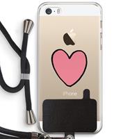 CaseCompany Hartje: iPhone 5 / 5S / SE Transparant Hoesje met koord