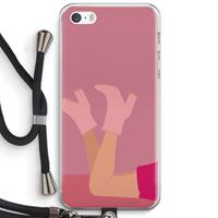 CaseCompany Pink boots: iPhone 5 / 5S / SE Transparant Hoesje met koord