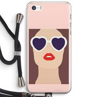 CaseCompany Red lips: iPhone 5 / 5S / SE Transparant Hoesje met koord