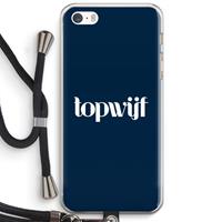 CaseCompany Topwijf Navy: iPhone 5 / 5S / SE Transparant Hoesje met koord