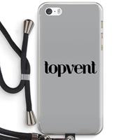 CaseCompany Topvent Grijs Zwart: iPhone 5 / 5S / SE Transparant Hoesje met koord