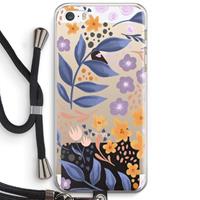 CaseCompany Flowers with blue leaves: iPhone 5 / 5S / SE Transparant Hoesje met koord