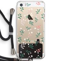 CaseCompany Small white flowers: iPhone 5 / 5S / SE Transparant Hoesje met koord