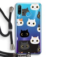 CaseCompany Katten: Huawei P30 Lite Transparant Hoesje met koord