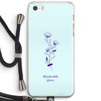 CaseCompany Bloom with grace: iPhone 5 / 5S / SE Transparant Hoesje met koord