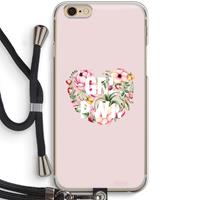 CaseCompany GRL PWR Flower: iPhone 6 / 6S Transparant Hoesje met koord