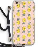 CaseCompany Ananas: iPhone 6 / 6S Transparant Hoesje met koord