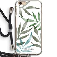 CaseCompany Tropical watercolor leaves: iPhone 6 / 6S Transparant Hoesje met koord