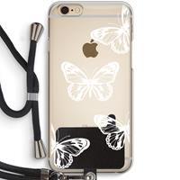 CaseCompany White butterfly: iPhone 6 / 6S Transparant Hoesje met koord