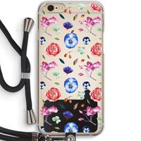 CaseCompany Bloemetjes: iPhone 6 / 6S Transparant Hoesje met koord