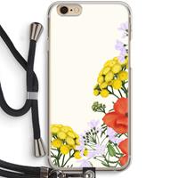 CaseCompany Wilde bloemen: iPhone 6 / 6S Transparant Hoesje met koord