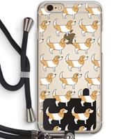 CaseCompany Doggy: iPhone 6 / 6S Transparant Hoesje met koord