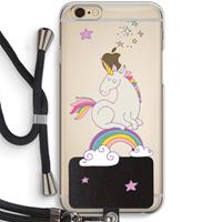 CaseCompany Regenboog eenhoorn: iPhone 6 / 6S Transparant Hoesje met koord