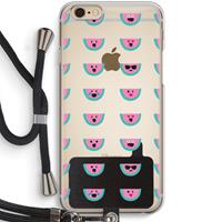 CaseCompany Smiley watermeloenprint: iPhone 6 / 6S Transparant Hoesje met koord
