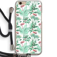 CaseCompany Flamingo bladeren: iPhone 6 / 6S Transparant Hoesje met koord