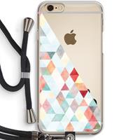 CaseCompany Gekleurde driehoekjes pastel: iPhone 6 / 6S Transparant Hoesje met koord