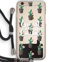 CaseCompany Cactus quote: iPhone 6 / 6S Transparant Hoesje met koord