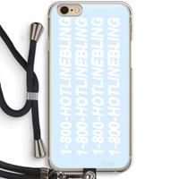 CaseCompany Hotline bling blue: iPhone 6 / 6S Transparant Hoesje met koord