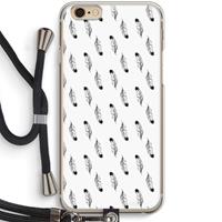 CaseCompany Pluimen: iPhone 6 / 6S Transparant Hoesje met koord