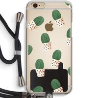 CaseCompany Cactusprint roze: iPhone 6 / 6S Transparant Hoesje met koord